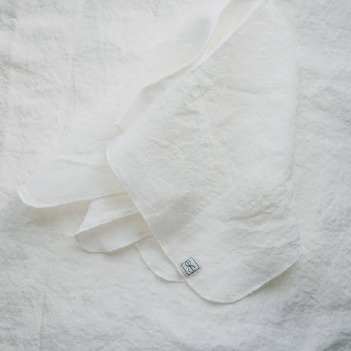 Linen Napkin Set – Soft White with Soft White Bourdon Stitch (S/4)